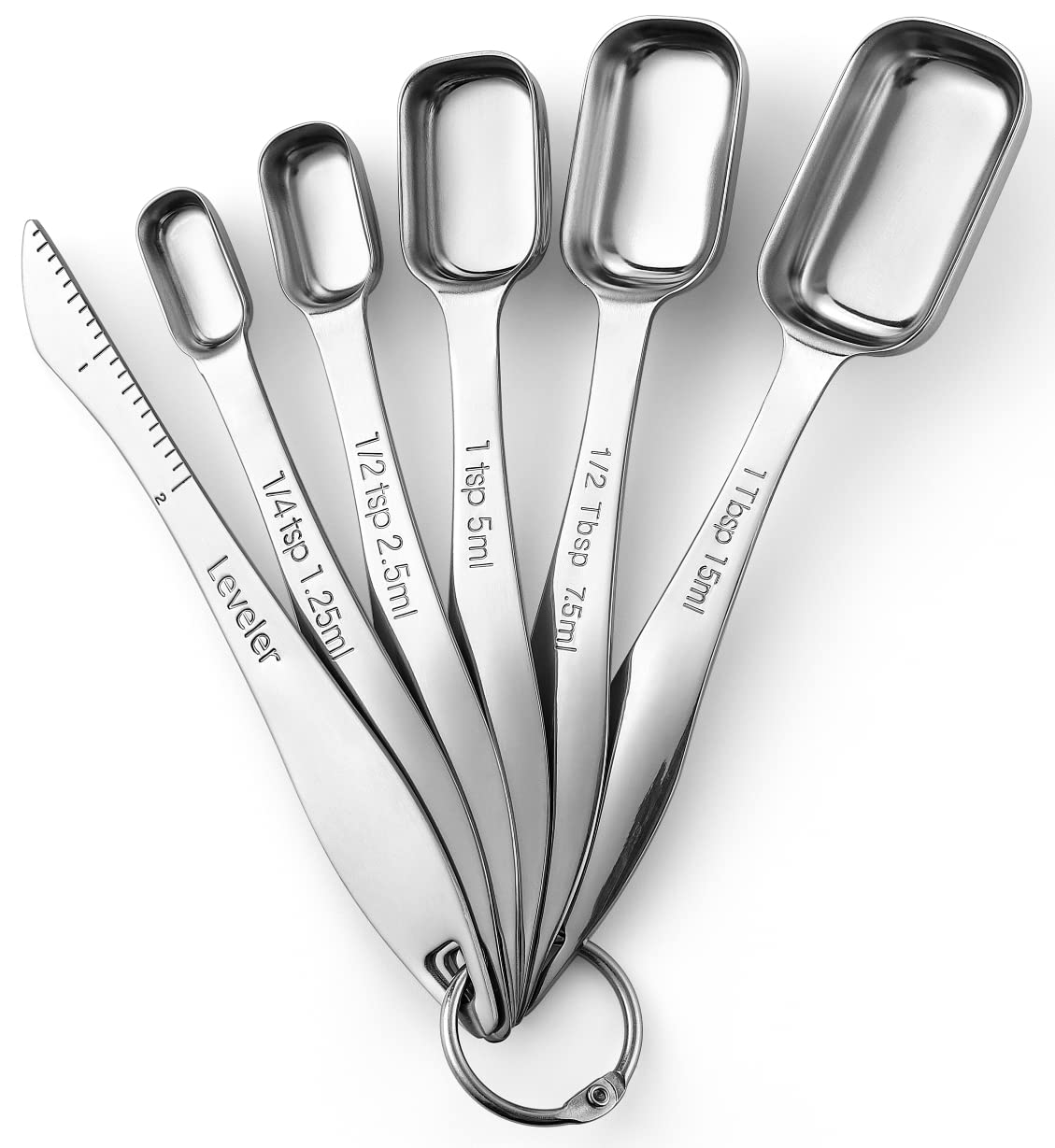 Spring Chef Stackable Stainless Steel Measuring Spoons Set of 6 w/Leveler