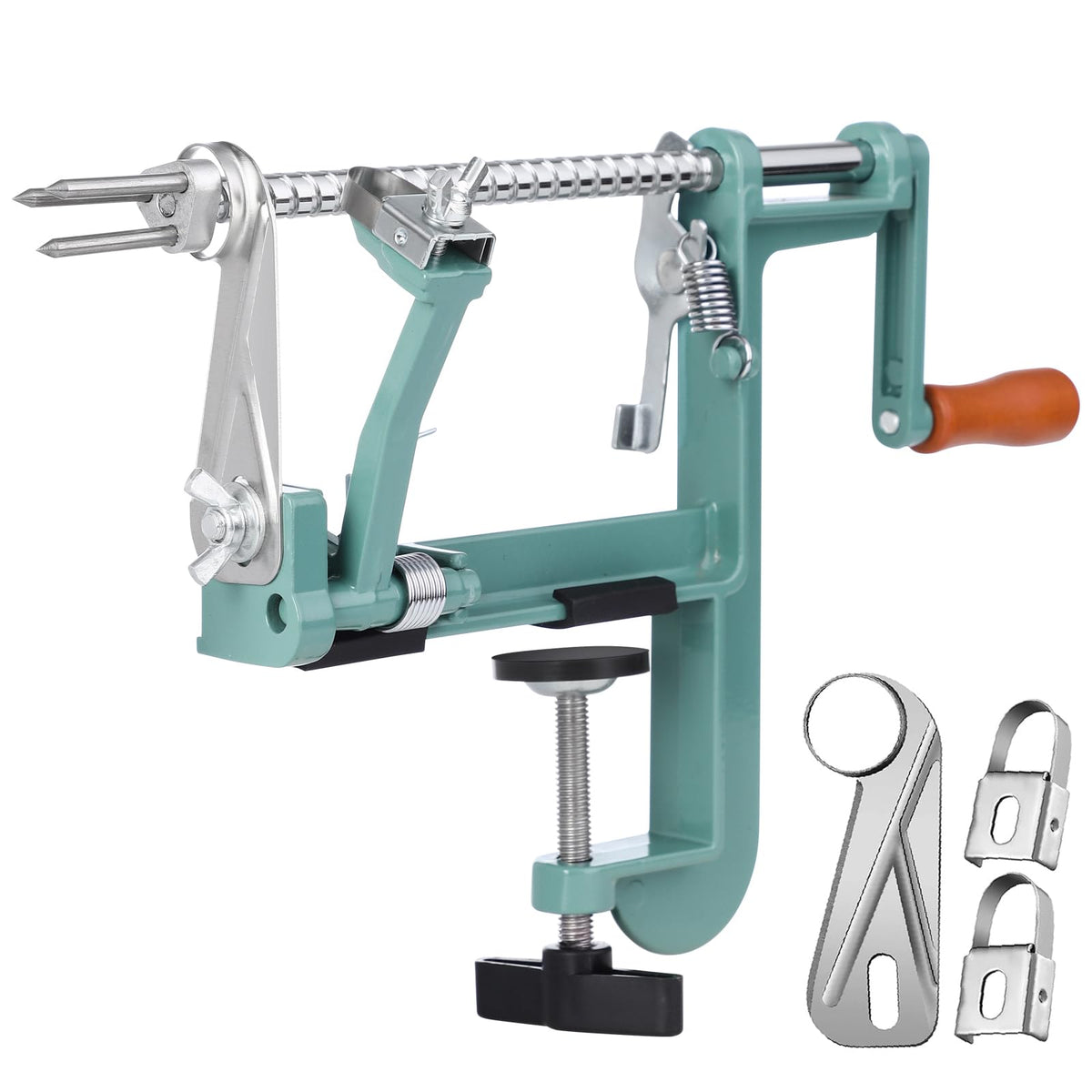Apple Peeler Corer, Long lasting Chrome Cast Magnesium Alloy Apple Peeler Slicer Corer with Stainless Steel Blades and Powerful Suction Base for Apples and Potato(Blue)