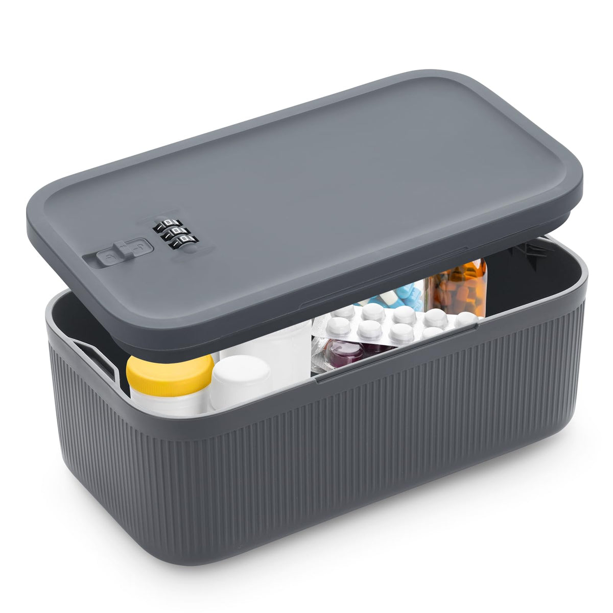 Upgraded Taller Lock Box for Medication, Phone Jail & Snacks – Large Lockable Storage Box with 3-Digit Combination Lock, Food-Safe BPA-Free Plastic– Medicine Lock Box for Home, Fridge, Travel
