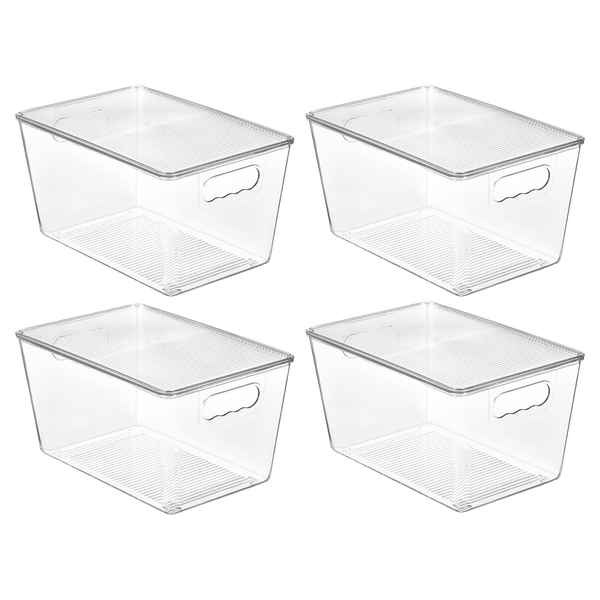 Vtopmart 4 Pack Clear Stackable Storage Bins with Lids and Handles, Large