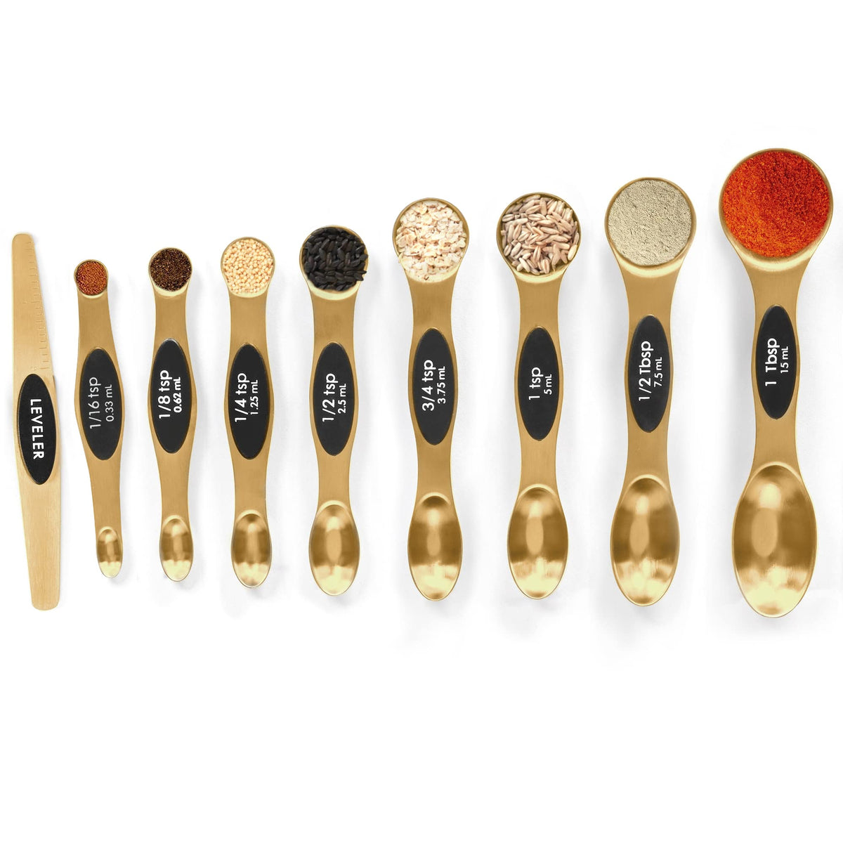 Magnetic Measuring Spoons Set Stainless Steel with Leveler, 9pcs Multicolors Measuring Cups Set for Baking, Measuring Cups and Spoon Set Kitchen Gadgets Apartment Essentials Fits in Spice Jars