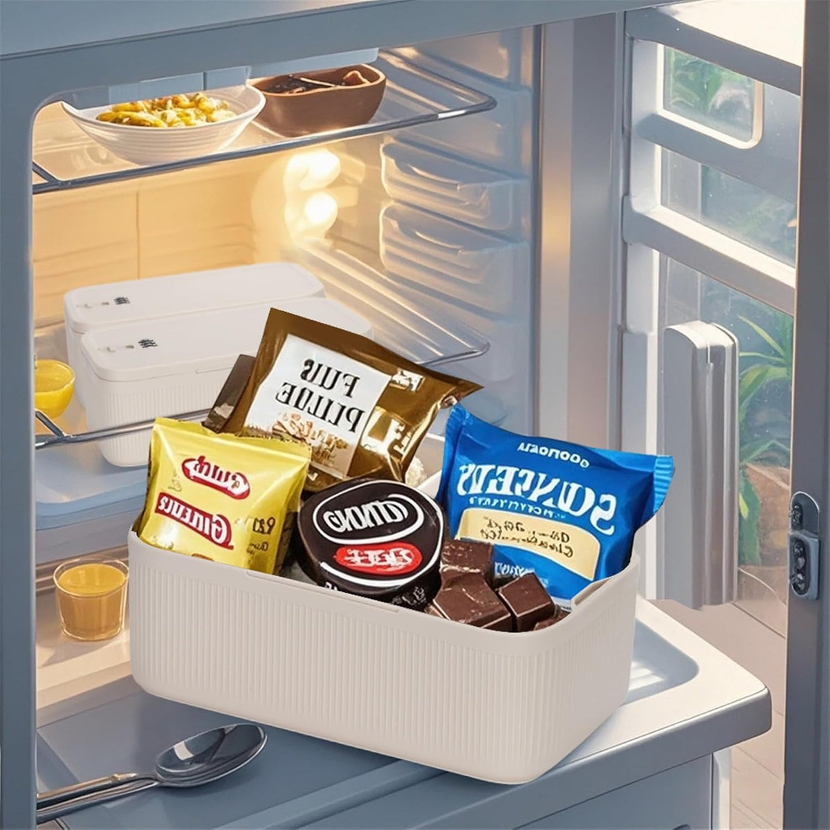 Lockable Storage Box,Medicine Lock Box with Code Lockable Storage Box Fridge Lock Boxes for Medicines, Food,Snacks,Locking Cell Phone Smart Device Jail,Combination Locked Box for Office,Home (Cream)