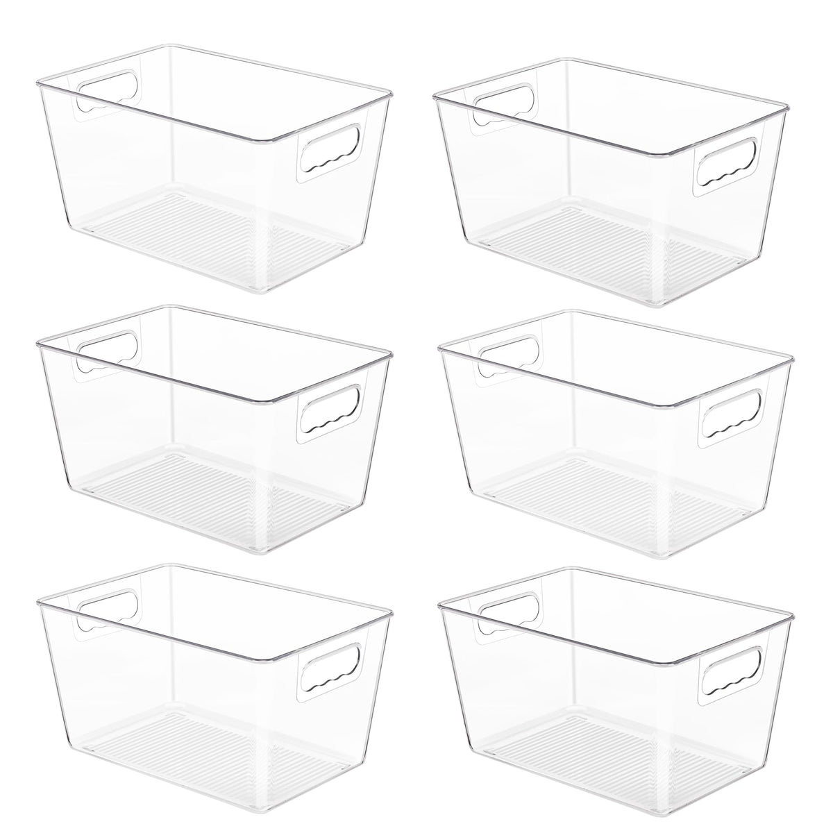 YIHONG Clear Plastic Storage Organizer Bins, 4 Pack Pantry Food Storage Bins with Handle for Kitchen,Refrigerator, Freezer,Cabinet Organization and Storage