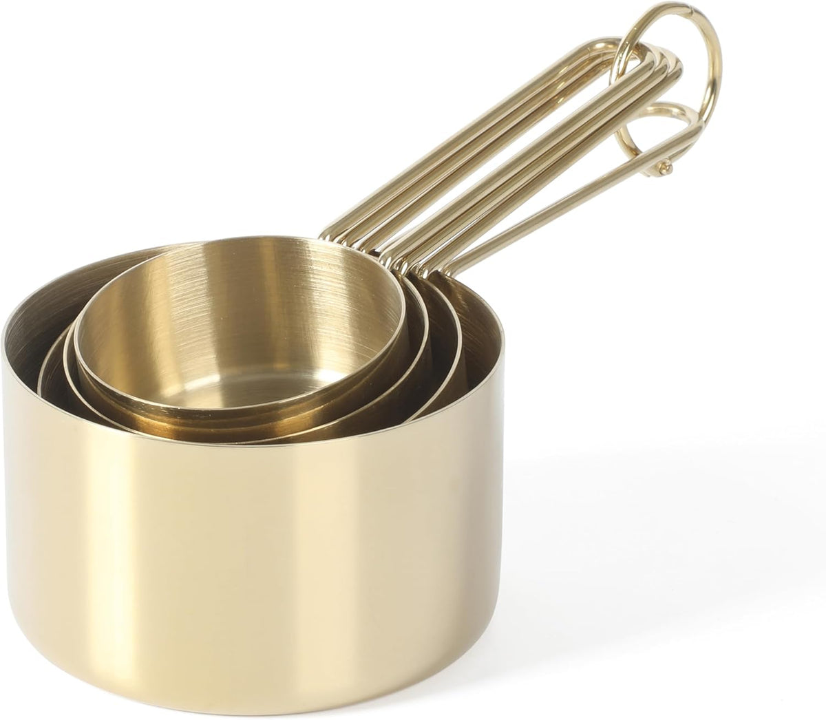 Martha Stewart Richburn 4-Piece Gold Stainless Steel Measuring Cup Set – Durable and Stylish Kitchen Measuring Tools for Baking and Cooking