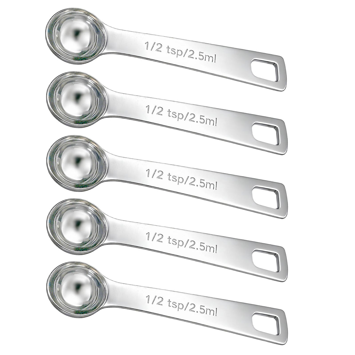 5PCS 1/2tsp(1/6tbsp, 2.5 ml) Measuring Spoon Teaspoons Stainless Steel Measure Spoons for Precise Cooking, Baking and Spices Measurement