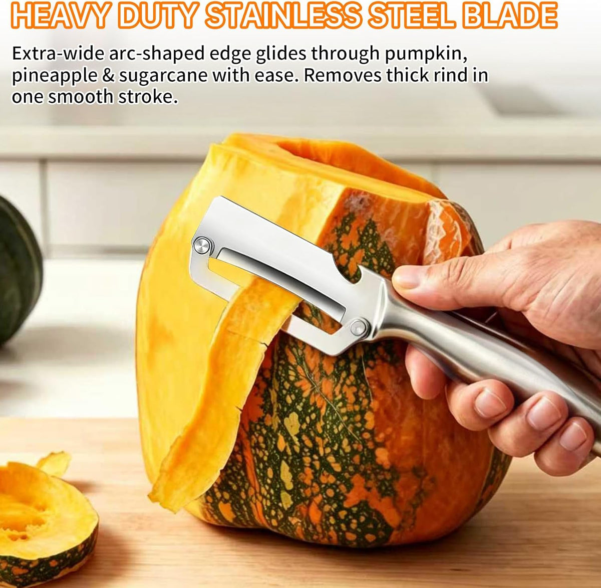 Heavy Duty Vegetable Peeler – Ultra Sharp ZeroFlex Thick Blade, Anti-Clog Wide Arched Edge for Pumpkin, Sugarcane, Pineapple – Metal Handle, Non-Slip Grip for Home, Camping, Thanksgiving