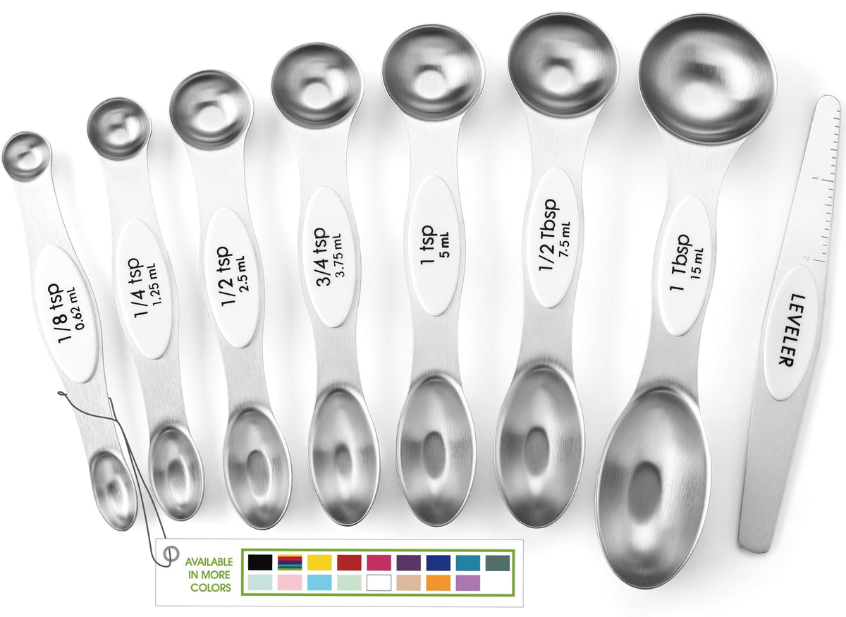 Spring Chef Stainless Steel Magnetic Measuring Spoons Set of 8, Pastel