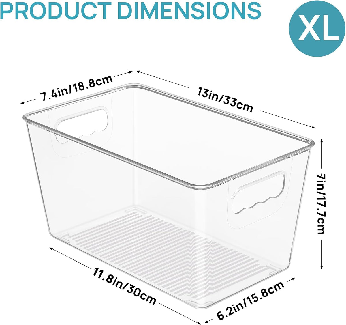 Vtopmart 6 Pack Clear Storage Bins, Pantry Storage Bins with Handle, XL