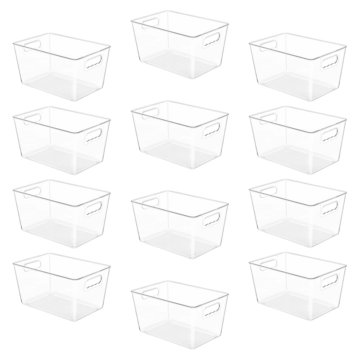 YIHONG Clear Plastic Storage Organizer Bins, 4 Pack Pantry Food Storage Bins with Handle for Kitchen,Refrigerator, Freezer,Cabinet Organization and Storage