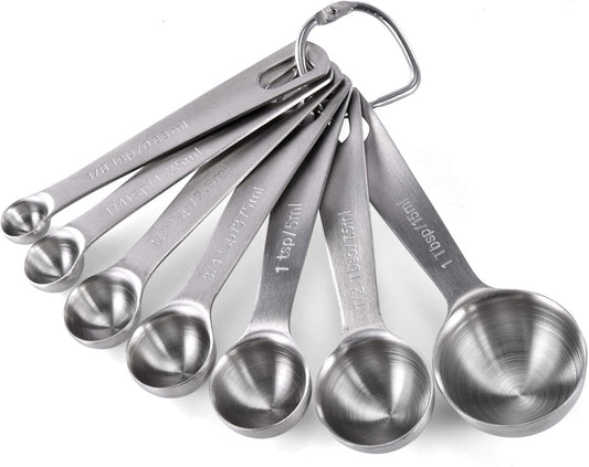 U-Taste 18/8 Stainless Steel Measuring Spoons Set of 7, Teaspoon Tablespoon
