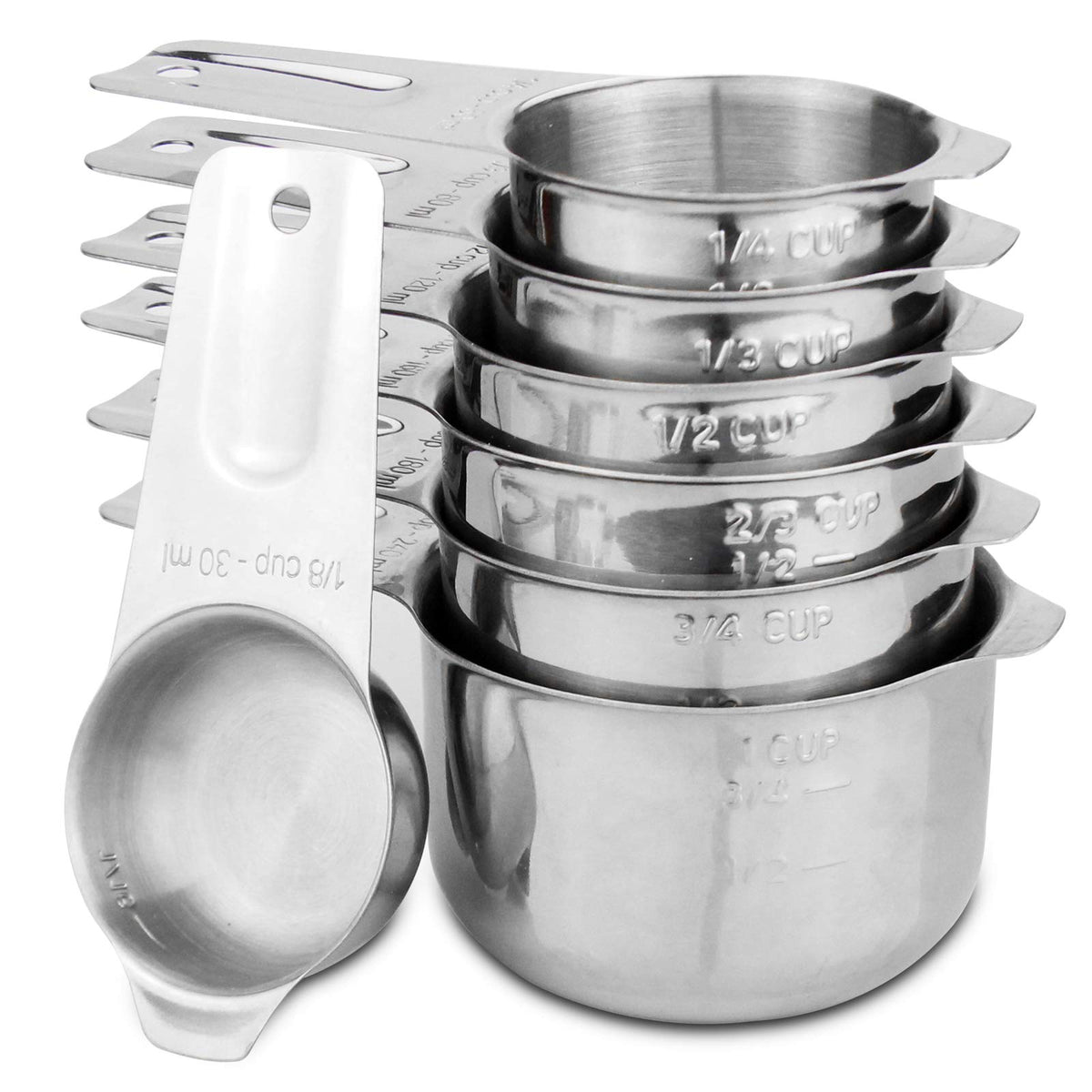 13-Piece Measuring Cups and Spoons Set, 18/8 Stainless Steel, Silver