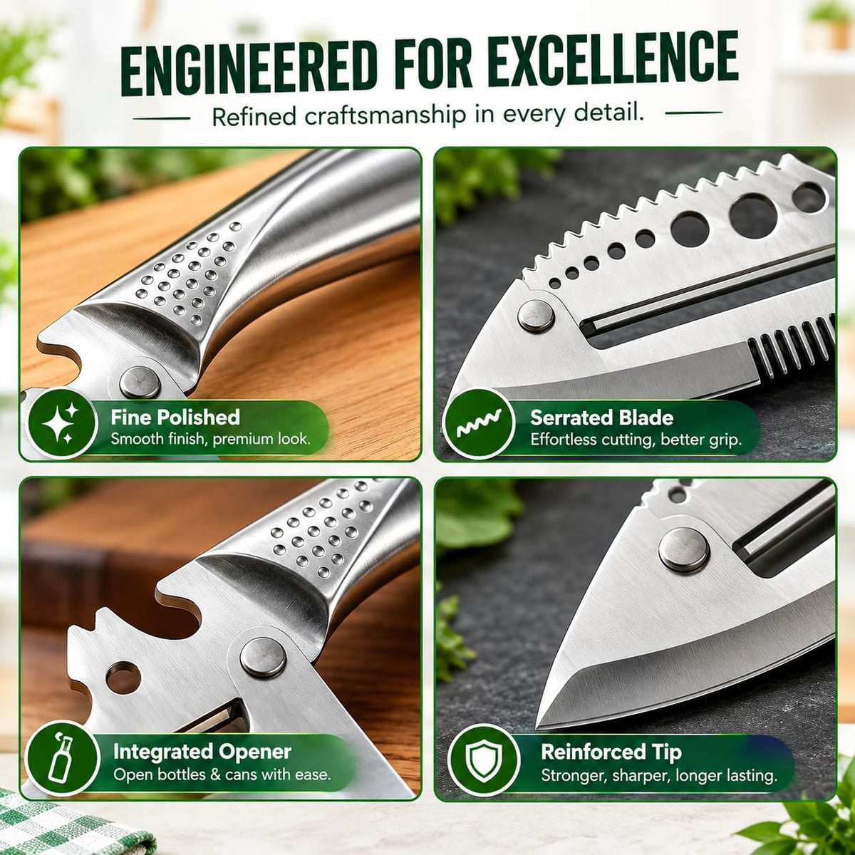 7 in 1 All Stainless Steel Multi Functional Vegetable Peeler for Kitchen, Smooth Potato Peeler with Herb Stripper, Scallion Shredder, Fish Scaler, Bottle Opner