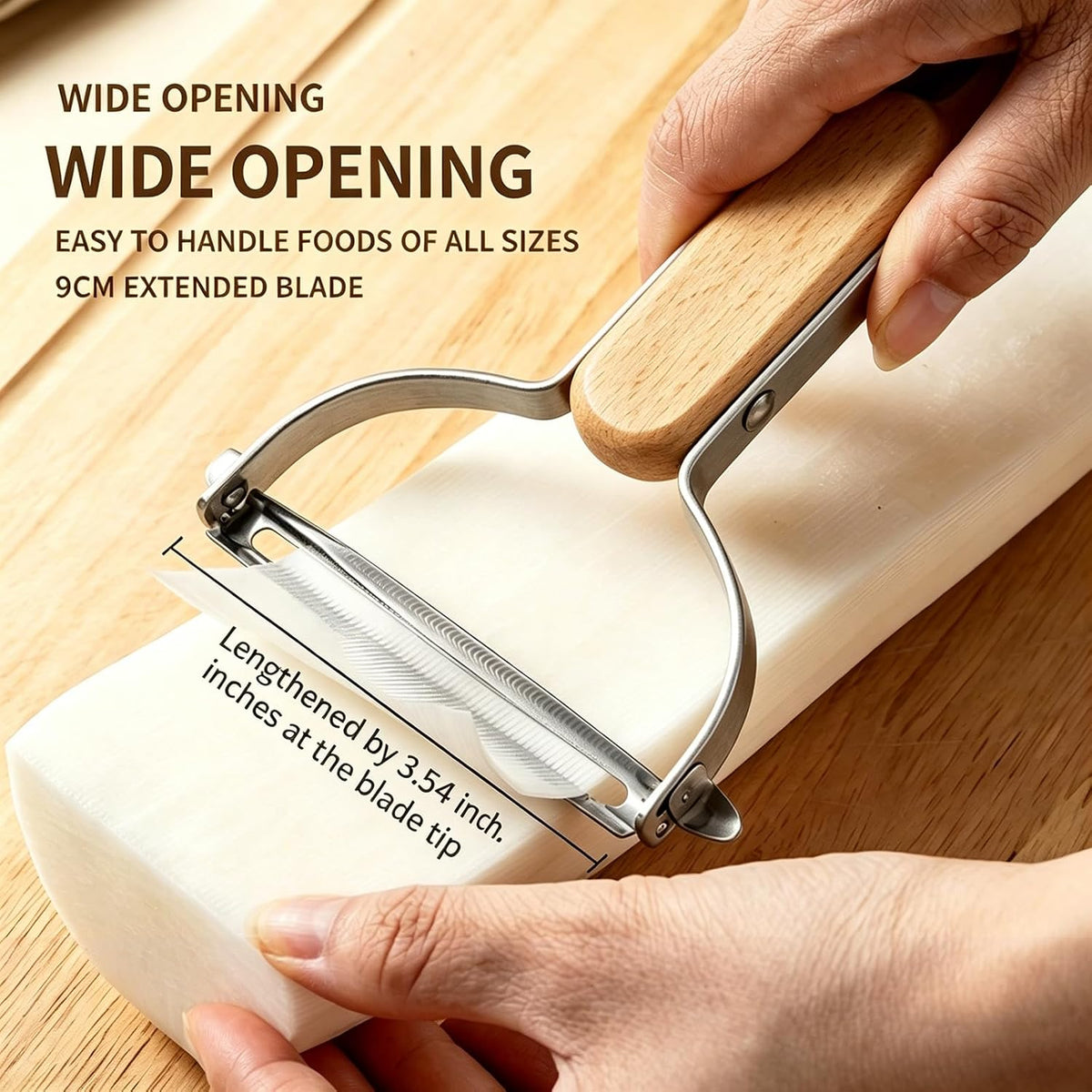 Large Y Veg Peeler, Wide Serrated Stainless Steel Blade Wood Handle