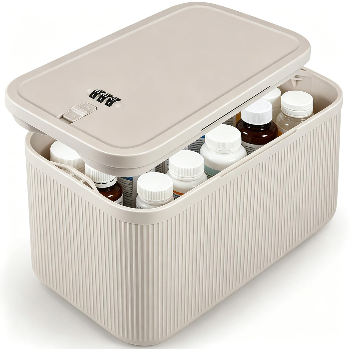 Upgraded Taller Size Medicine Lock Box,Lockable Storage Box with Combination Code for Medication Safe,Lock Box for Pills/Snack/Ipad Mini,Locked Container for Home/Office 9.4X5.15X5.7inch Medium