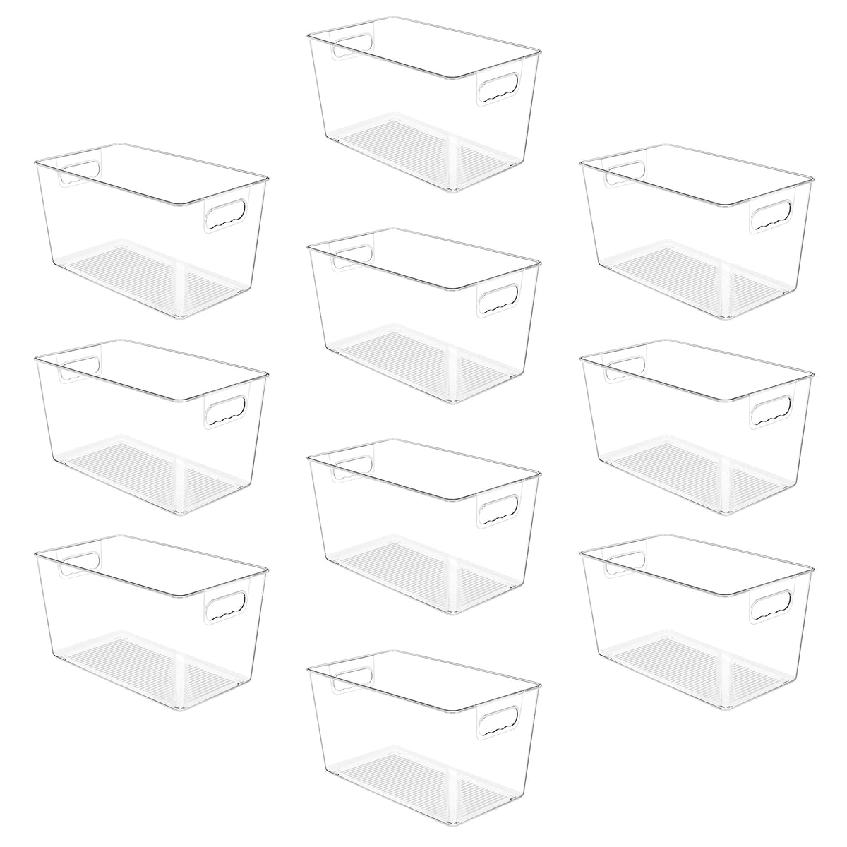 YIHONG Clear Plastic Storage Organizer Bins, 4 Pack Pantry Food Storage Bins with Handle for Kitchen,Refrigerator, Freezer,Cabinet Organization and Storage