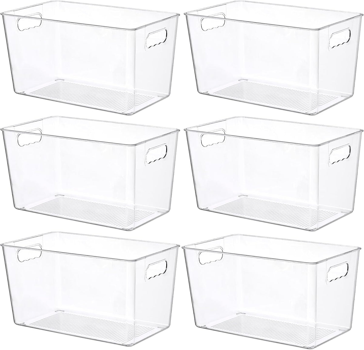 Vtopmart 6 Pack Clear Storage Bins, Pantry Storage Bins with Handle, XL