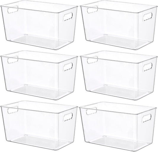 Vtopmart 6 Pack Clear Storage Bins, Pantry Storage Bins with Handle, XL