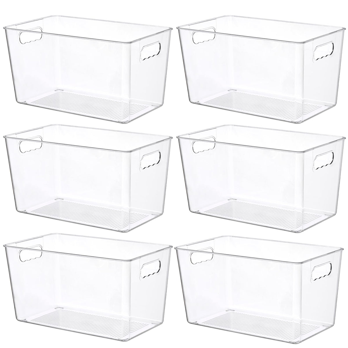 Vtopmart 6 Pack Clear Storage Bins, Pantry Cabinet Organizer Bins, Medium