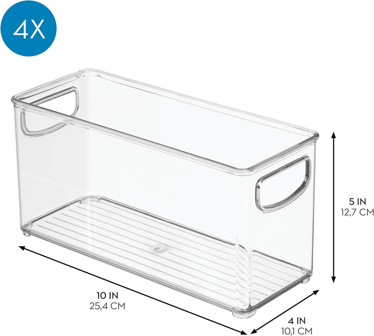 iDesign Slim Clear Plastic Stackable Storage Bin, Tall Narrow, 4-Pack