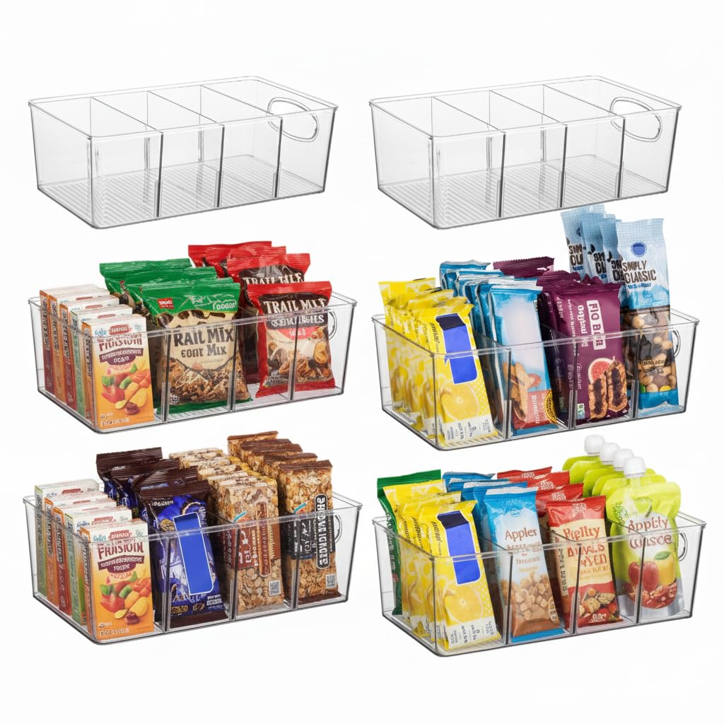 ClearSpace Pantry Storage Bins with Removable Dividers, XL, 2 Pack