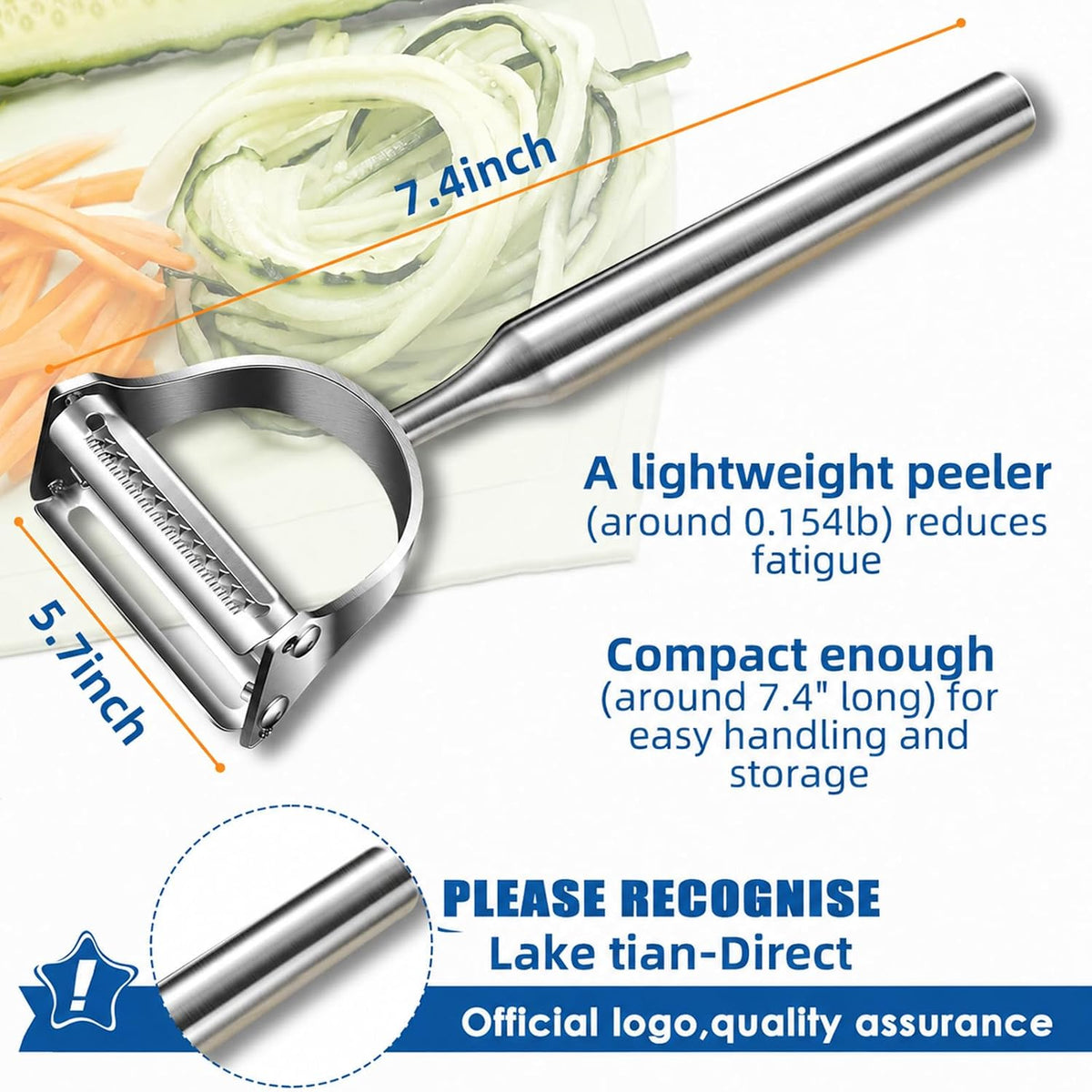 Julienne Peeler, 2-in-1 Stainless Steel Vegetable Peeler & Shredder