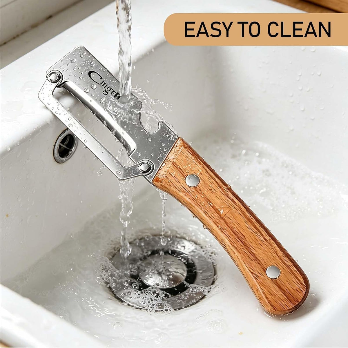 Left-Handed Vegetable Peeler Wooden Stainless Blade for Fruit Potato