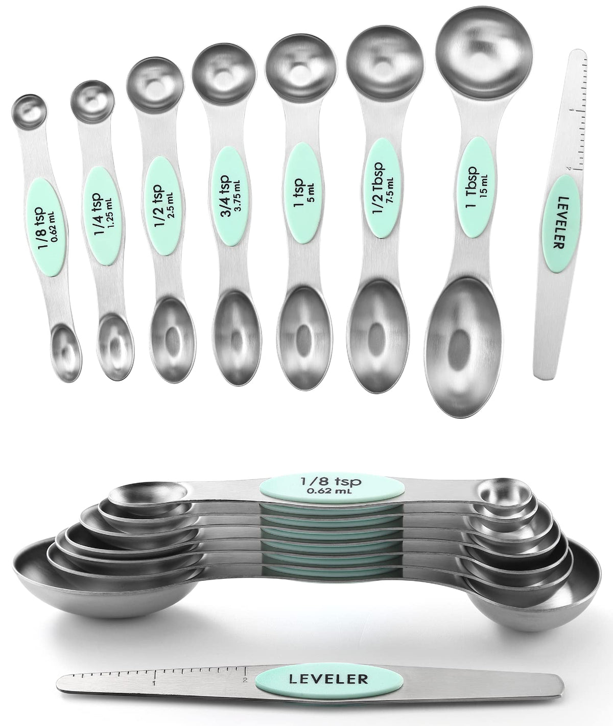 Spring Chef Stainless Steel 8 Magnetic Measuring Spoons Set, Desert Sunset