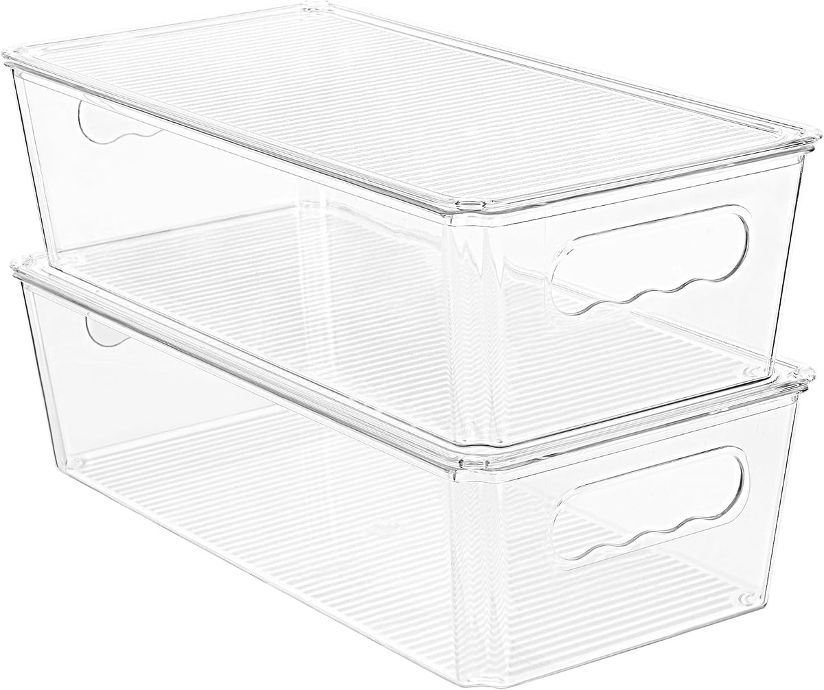 Vtopmart 2pcs Clear Stackable Storage Bins with Lids