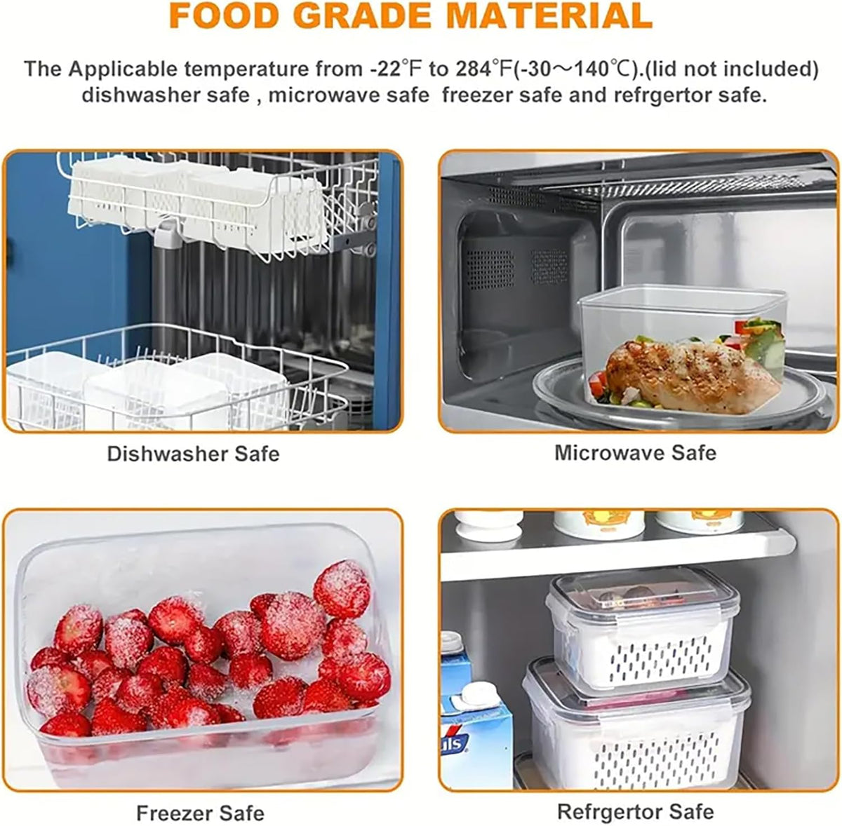3pcs 4 in 1 Fruit Storage Containers for Fridge with Removable Colanders