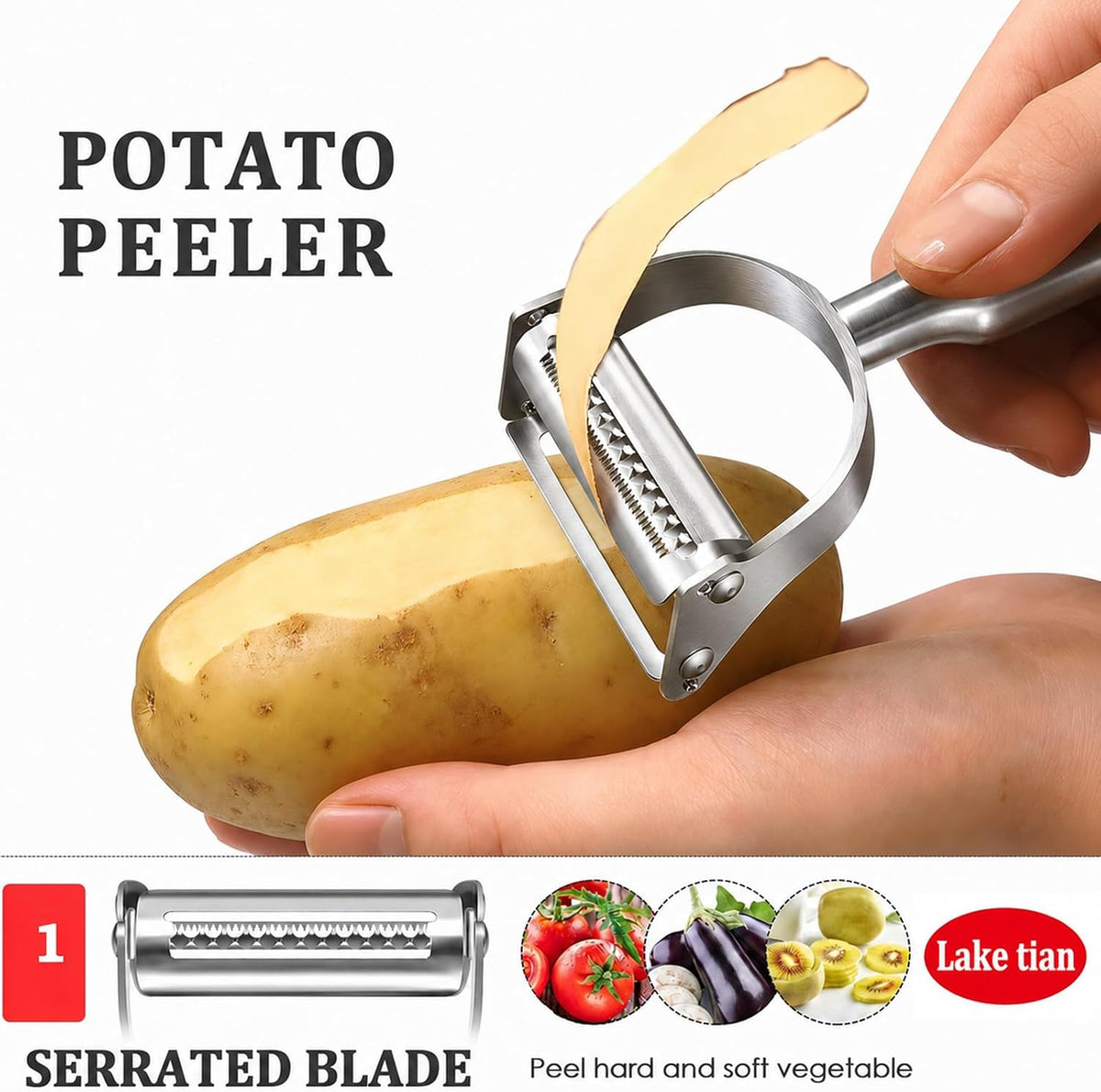 Julienne Peeler, 2-in-1 Stainless Steel Vegetable Peeler & Shredder