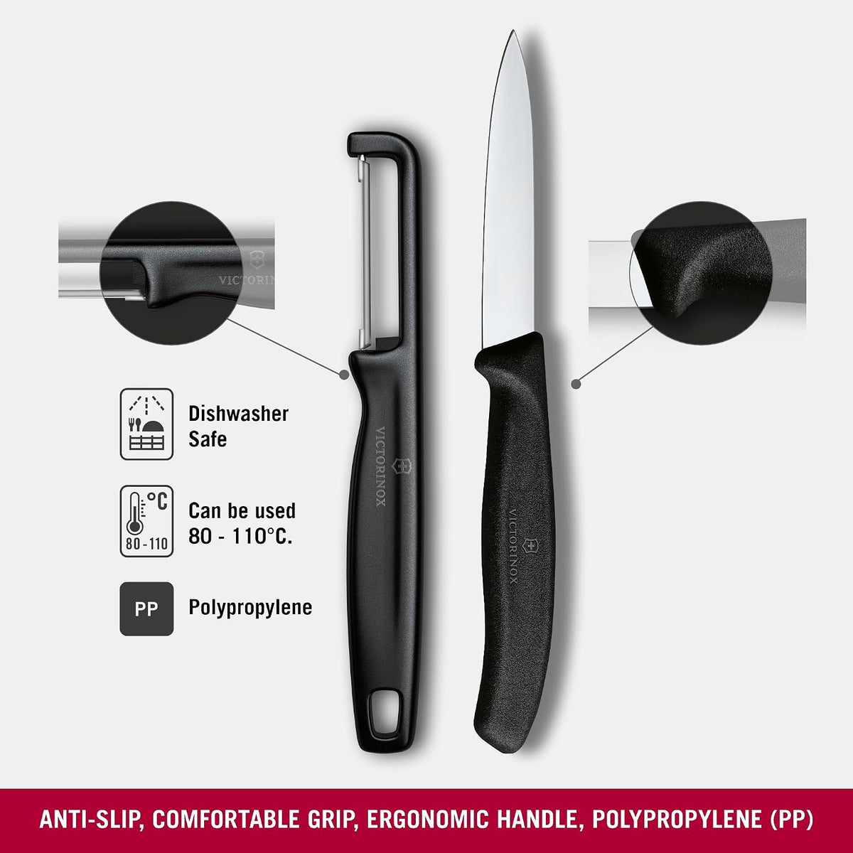 Victorinox Swiss Classic 2 PC Paring Knife and I-Peeler Set, Black
