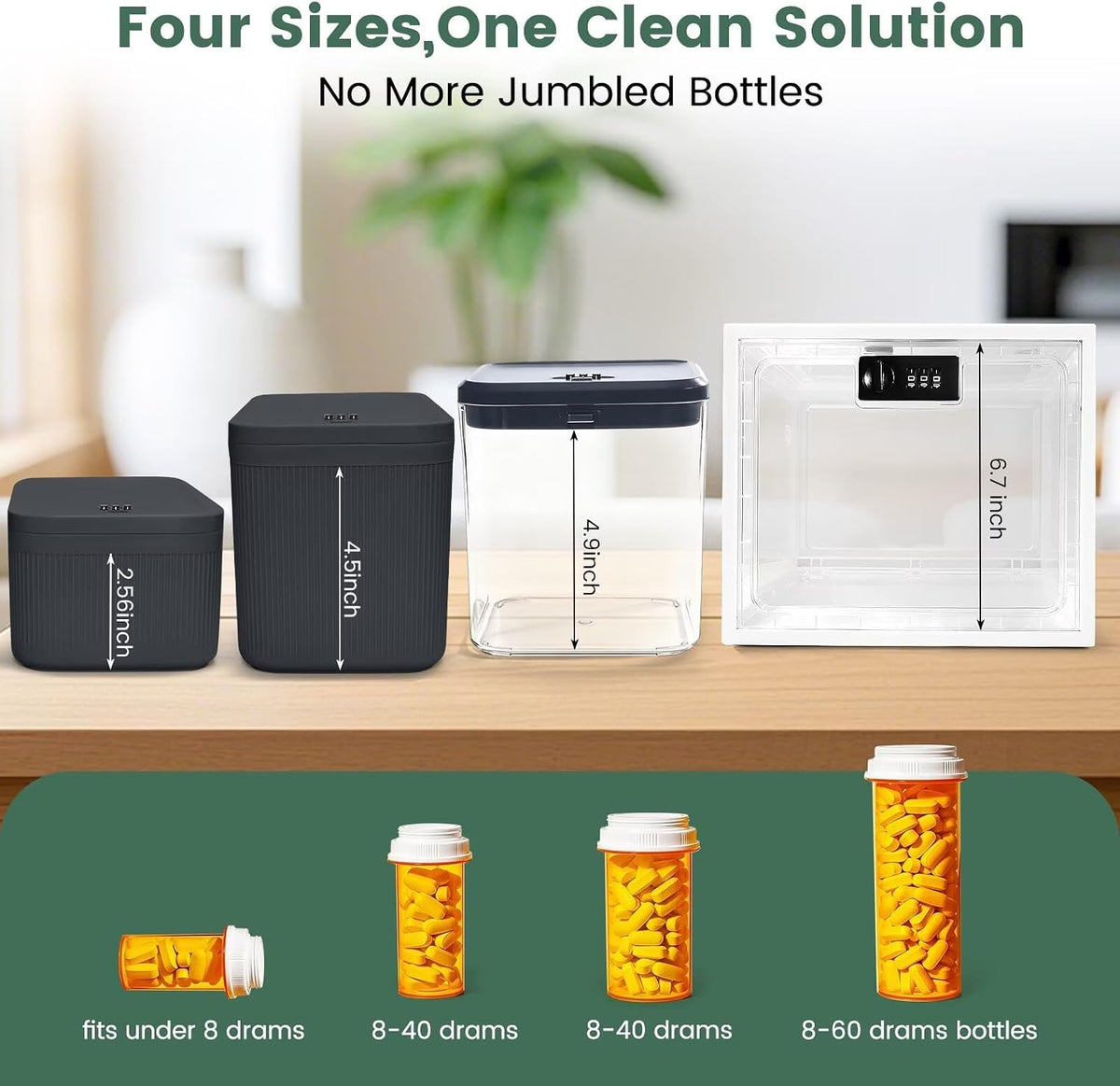 Upgraded Taller Size Medicine Lock Box,Lockable Storage Box with Combination Code for Medication Safe,Lock Box for Pills/Snack/Ipad Mini,Locked Container for Home/Office 9.4X5.15X5.7inch Medium