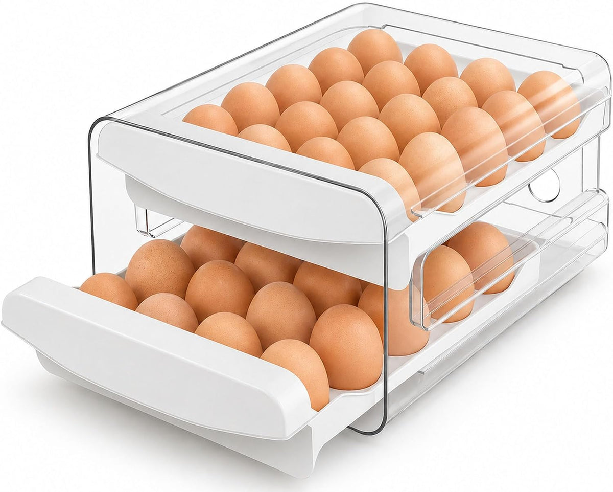 Egg Holder for Fridge, 40-Egg Refrigerator Organizer with Drawers