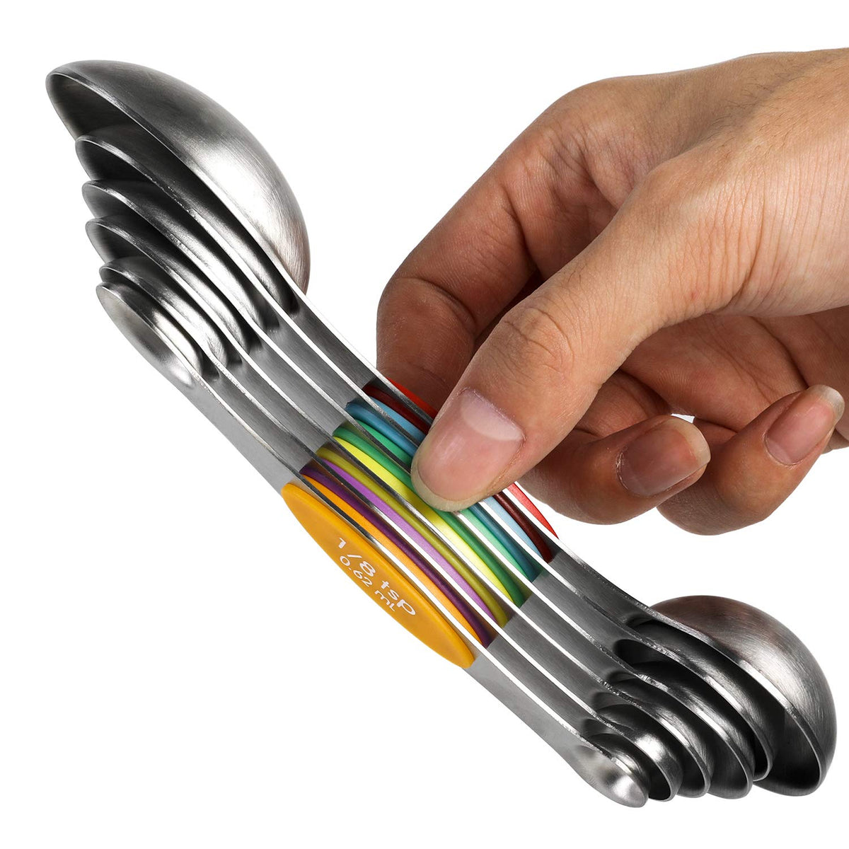 Magnetic Measuring Spoons Set of 6 Dual Sided Stackable Measuring Spoons