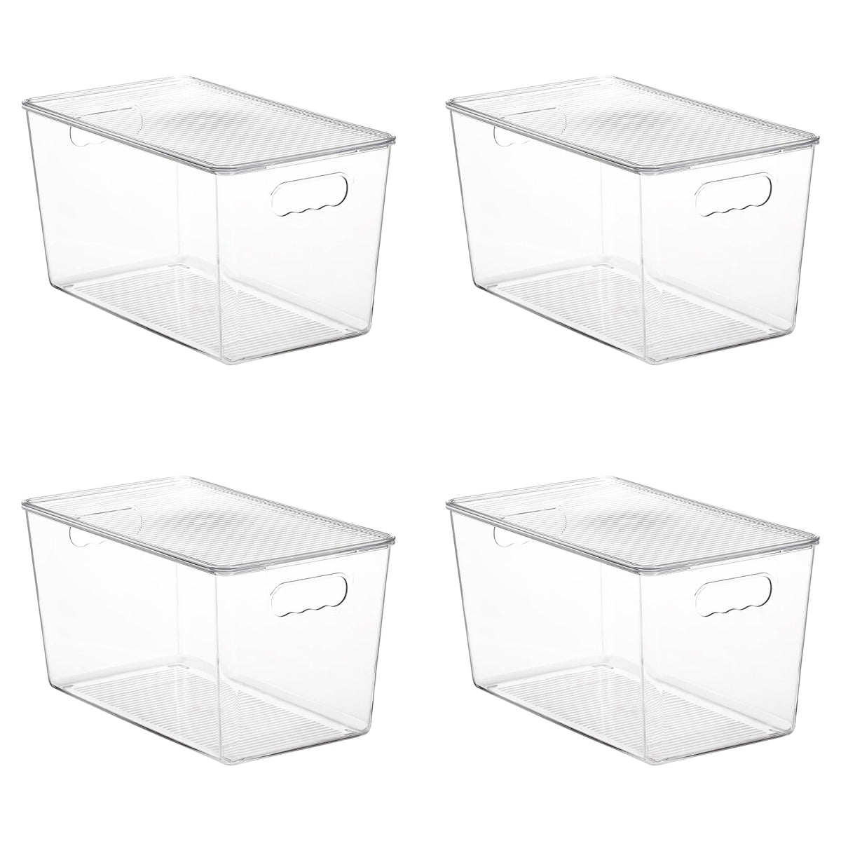Vtopmart 4 Pack Clear Stackable Storage Bins with Lids and Handles, Large