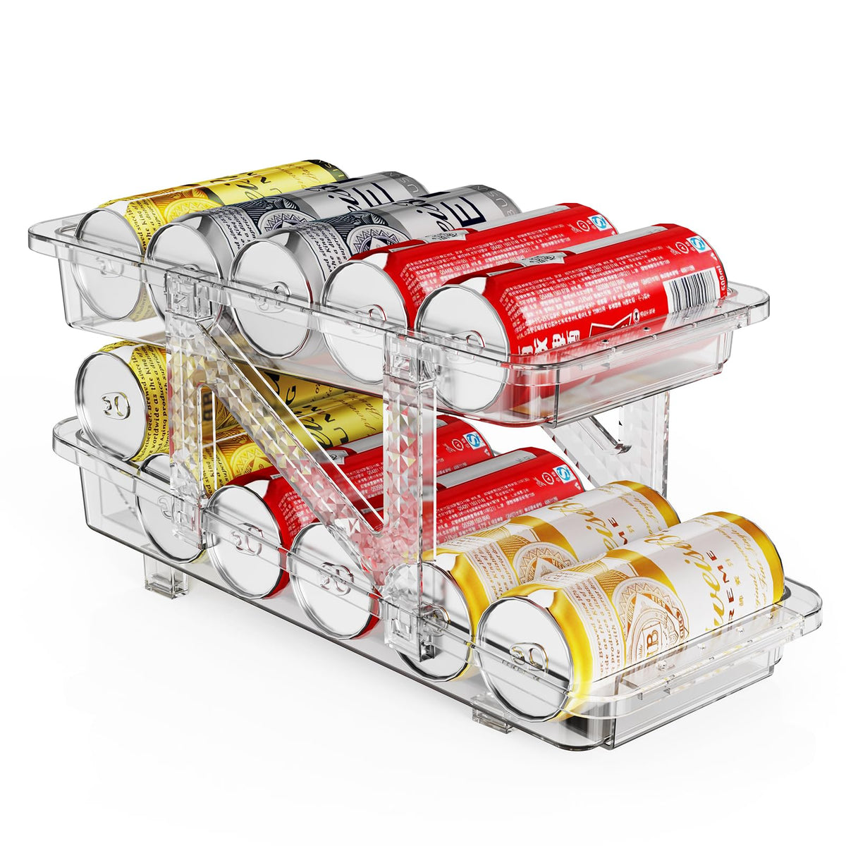 Jsyrjing Drink Organizer for Fridge, Adjustable Soda Can Dispenser 2 Pack