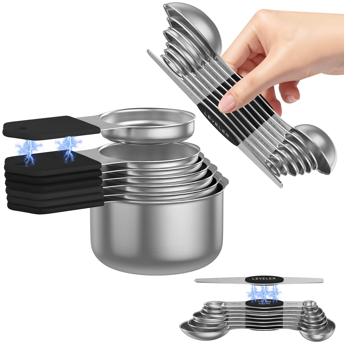Magnetic Measuring Cups and Spoons Set – 304 Stainless Steel