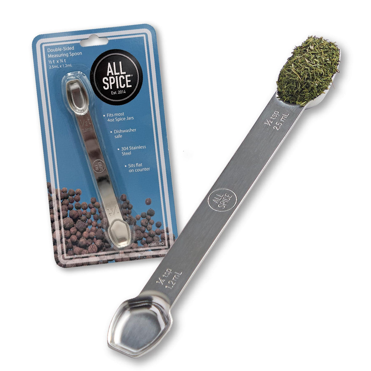 AllSpice Stainless Steel Double Sided Measuring Spoon- Teaspoon and Tablespoon