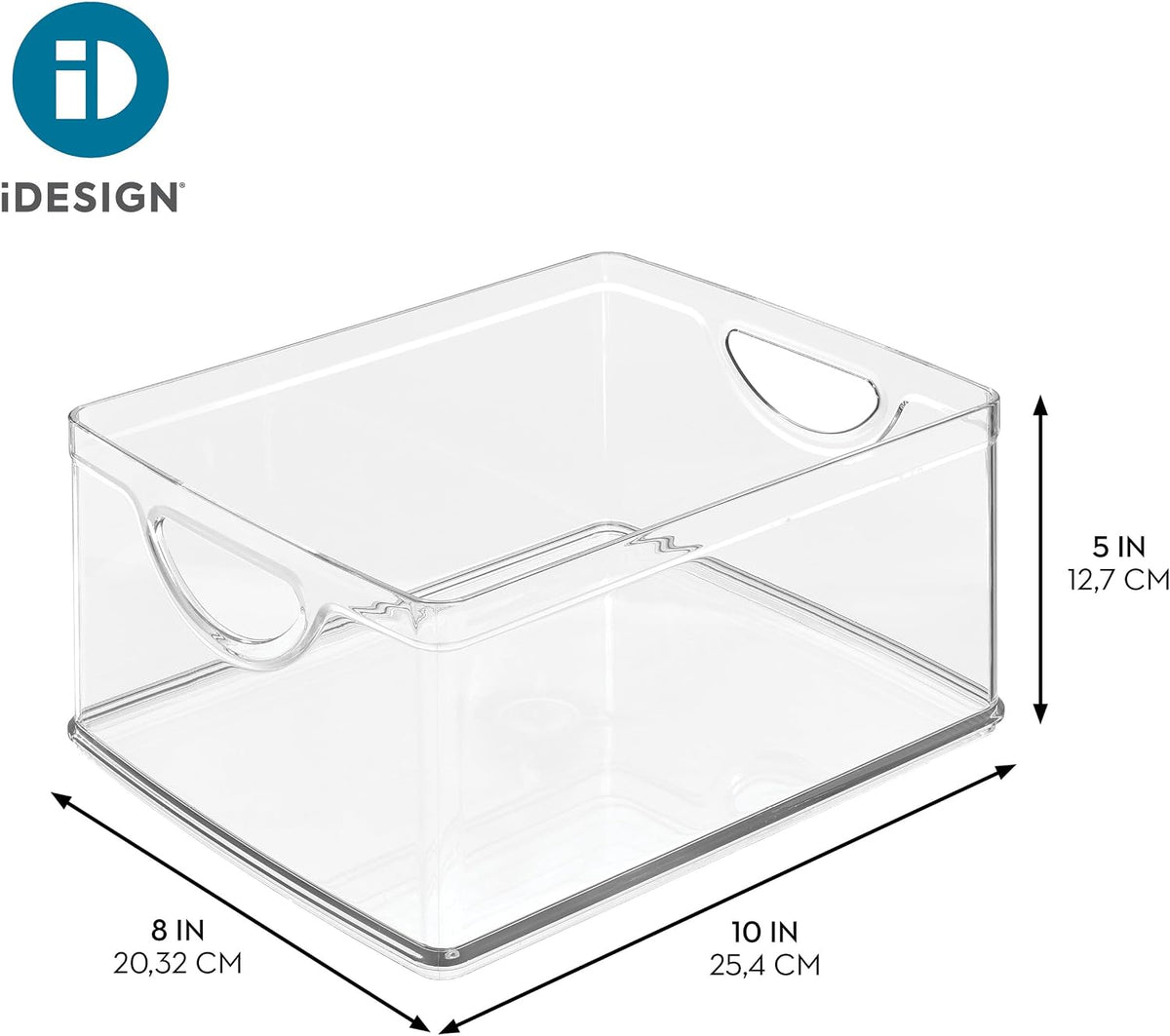 iDesign Plastic Stackable Kitchen Cabinet Storage Bin, Clear