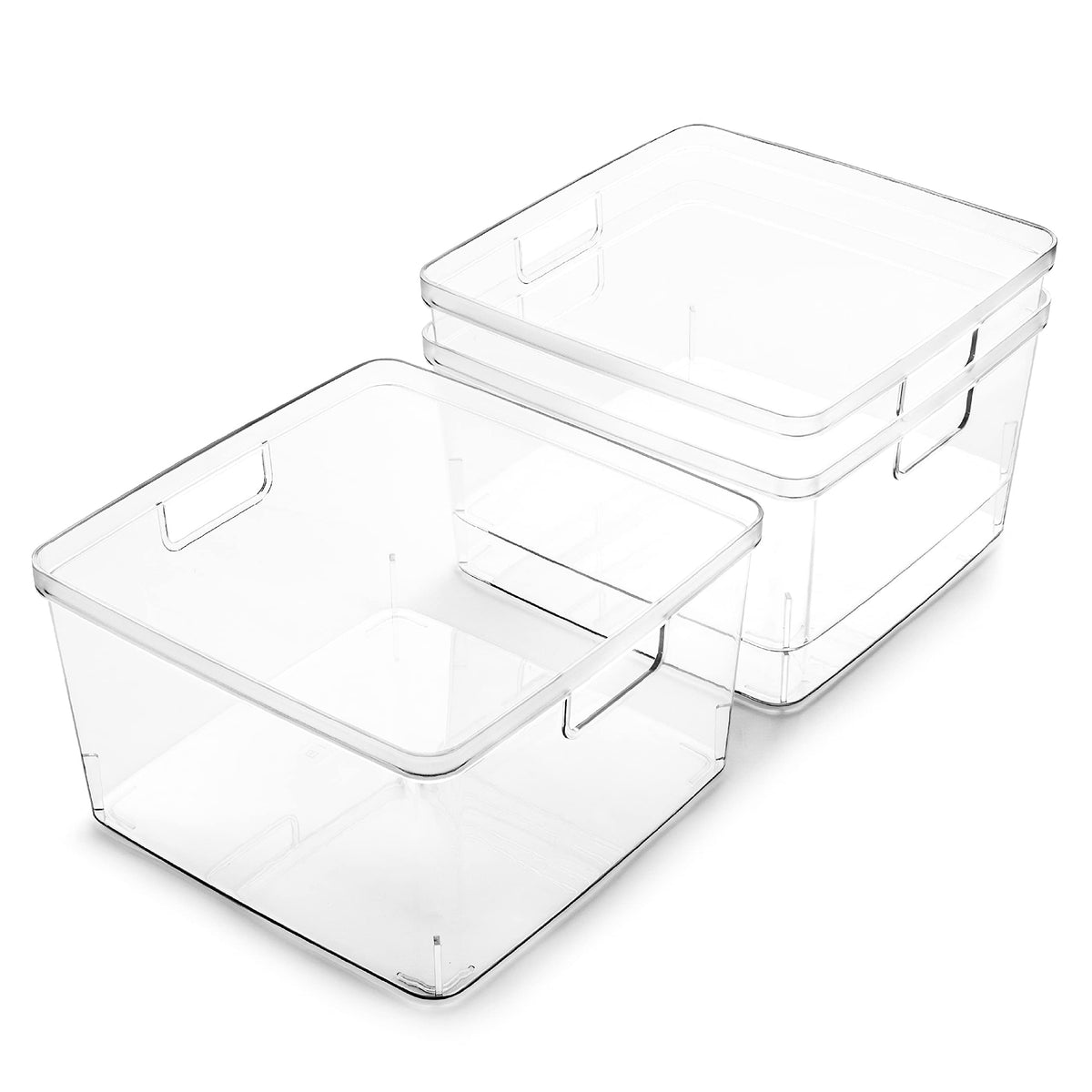 BINO | Plastic Storage Bins, X-Small - 5 Pack | THE LUCID COLLECTION | Multi-Use Built-In Handles BPA-Free Clear Storage Containers | Fridge Organizer | Pantry & Home Organization