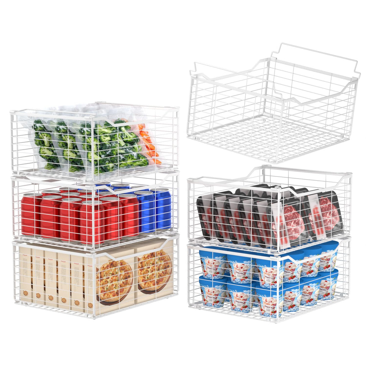 Freezer Organizer Bins,3 Pack Large Deep Freezer Organizer Bins for 5/7/10 Cu.FT Deep Freezer,Easy Access,Stackable & Sturdy,Black