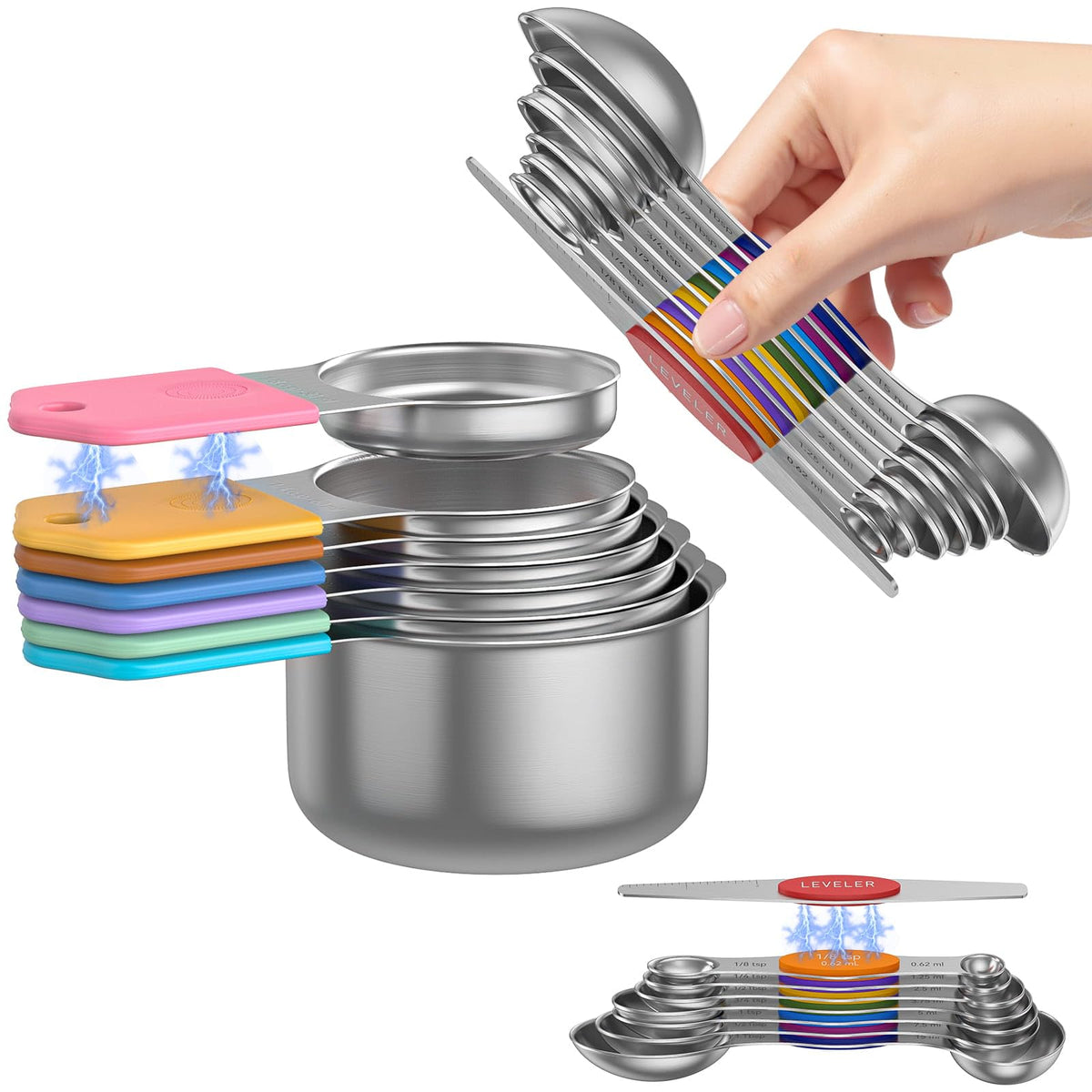 Magnetic Measuring Cups and Spoons Set – 304 Stainless Steel