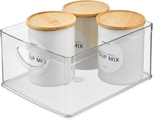 iDesign Plastic Stackable Kitchen Cabinet Storage Bin, Clear