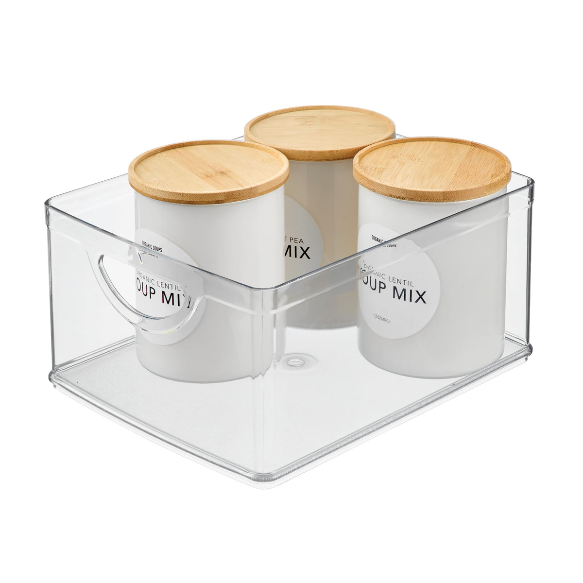 iDesign Plastic Stackable Kitchen Cabinet Storage Bin, Clear