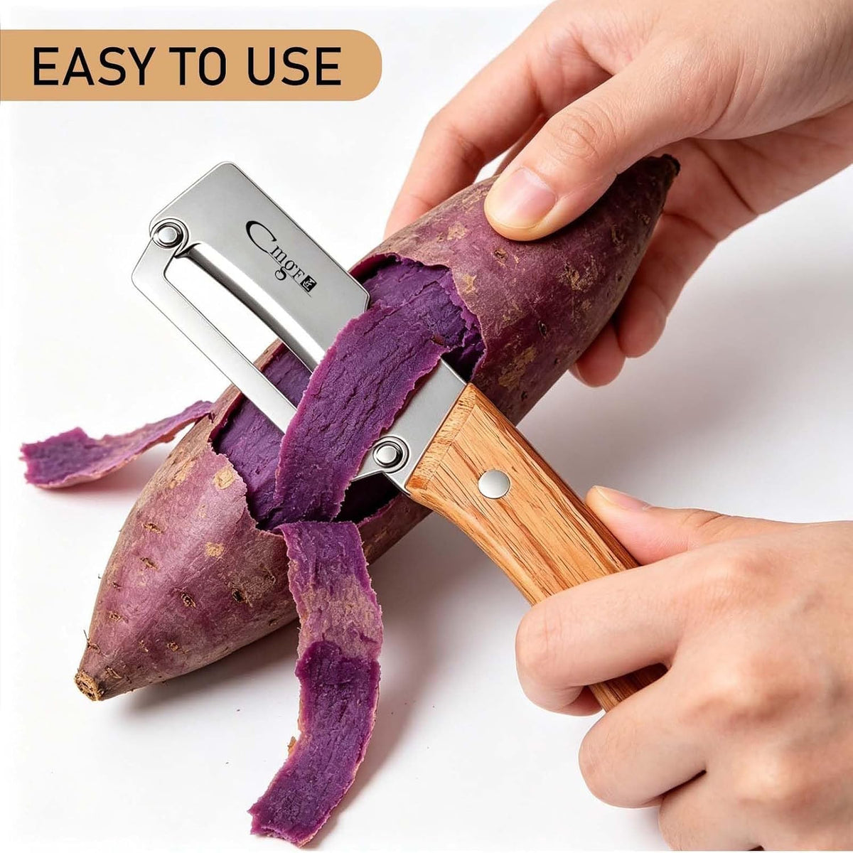 Left-Handed Vegetable Peeler Wooden Stainless Blade for Fruit Potato