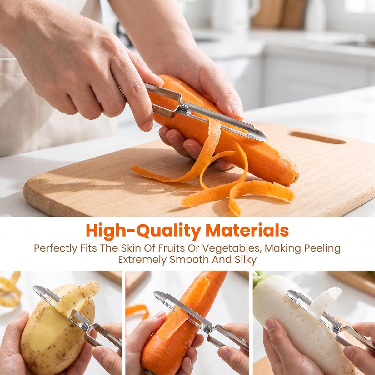 Andibro 3 Pcs Stainless Steel Vegetable Peeler, Potato Peeler with Sharp