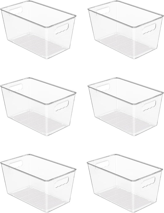 Vtopmart 6 Pack Clear Storage Bins, Pantry Cabinet Organizer Bins, Medium