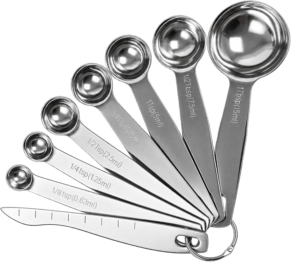 8PCS Measuring Spoons, Premium Heavy Duty Stainless Steel Measuring Spoons Cups Set, Small Tablespoon with Metric and US Measurements, Set of 8 for Measuring Dry and Liquid Ingredients