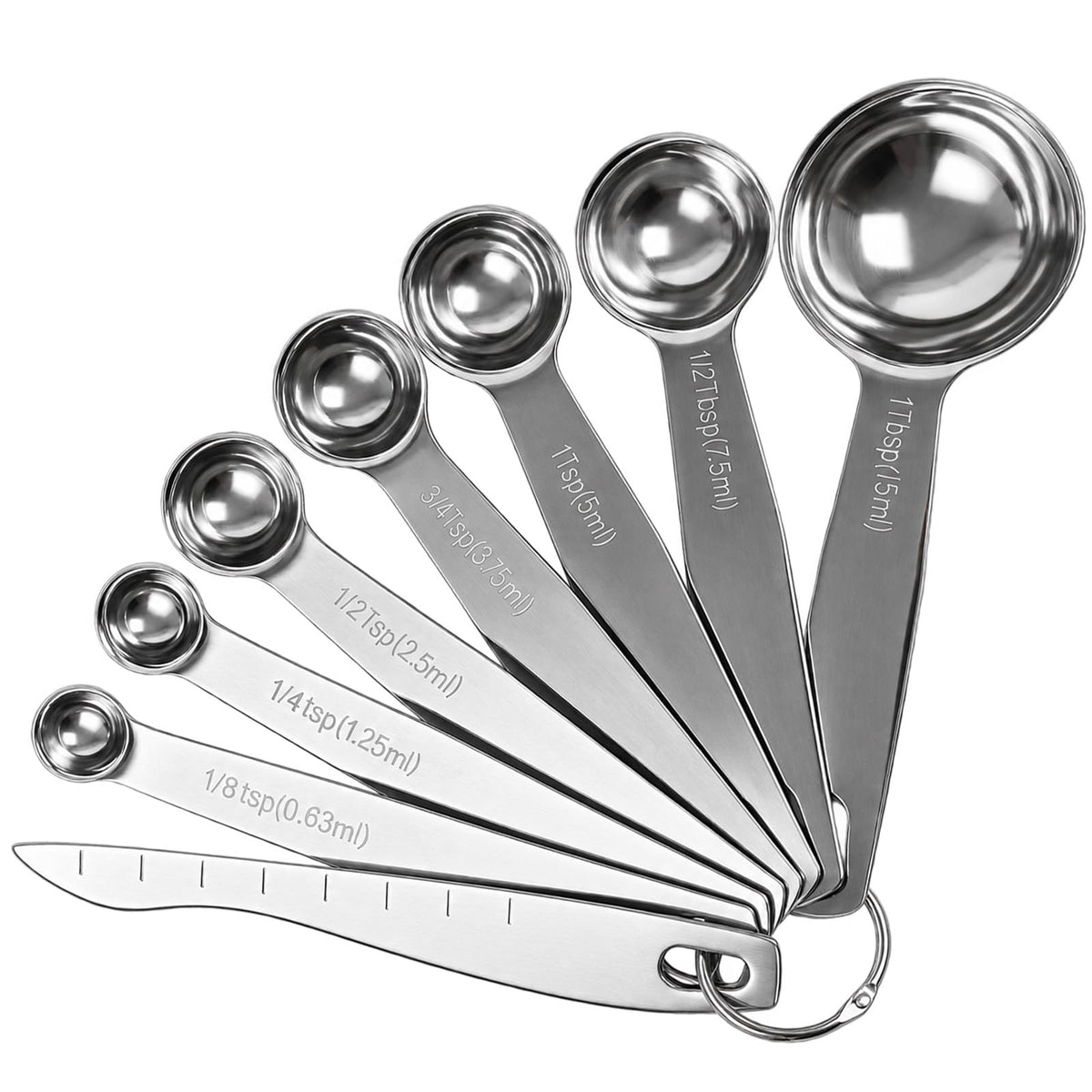 8PCS Measuring Spoons, Premium Heavy Duty Stainless Steel Measuring Spoons Cups Set, Small Tablespoon with Metric and US Measurements, Set of 8 for Measuring Dry and Liquid Ingredients
