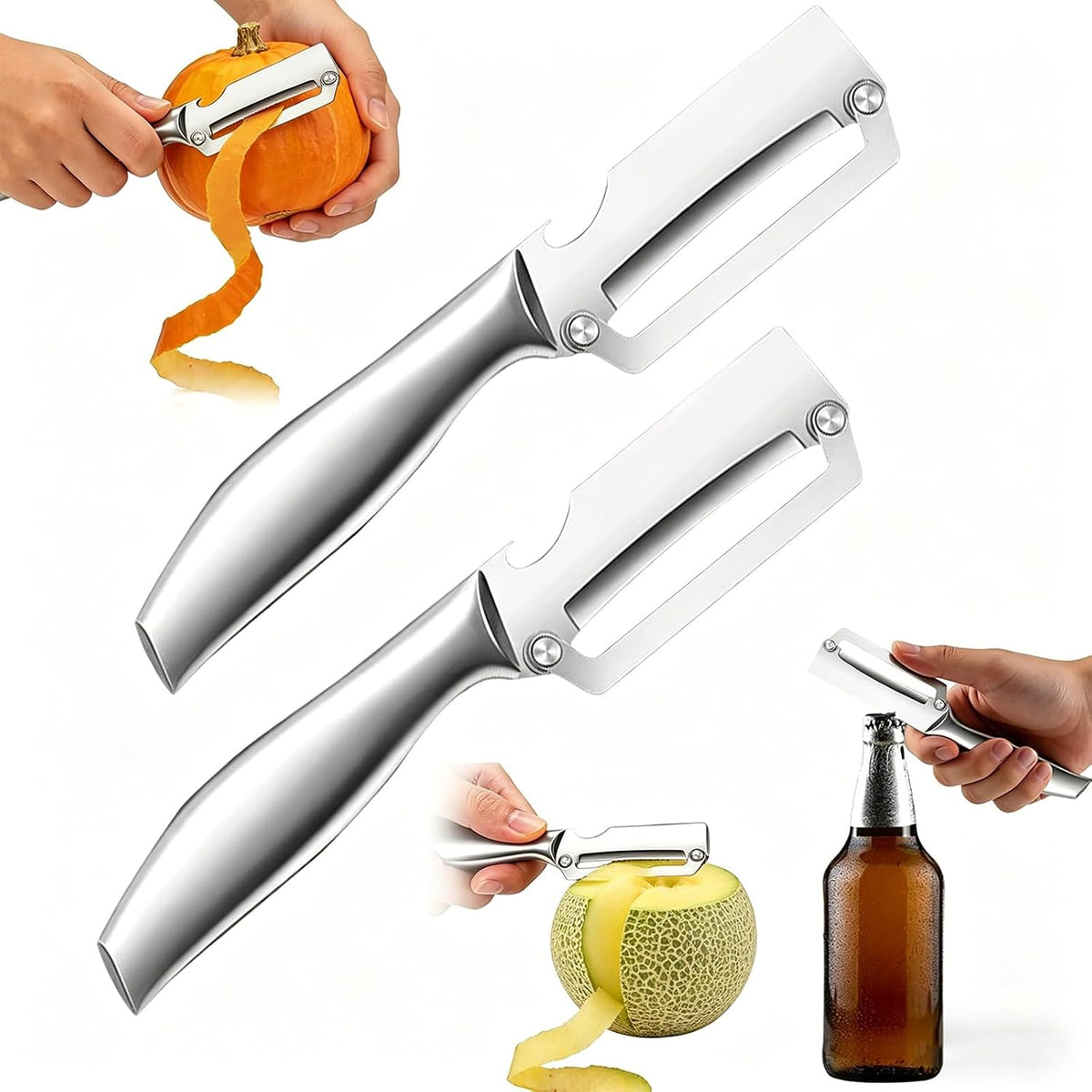 Heavy Duty Vegetable Peeler – Ultra Sharp ZeroFlex Thick Blade, Anti-Clog Wide Arched Edge for Pumpkin, Sugarcane, Pineapple – Metal Handle, Non-Slip Grip for Home, Camping, Thanksgiving